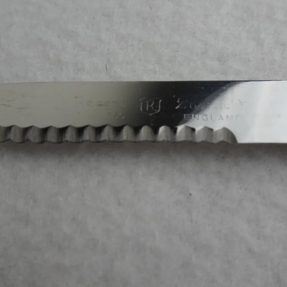 6 REGENT SHEFFIELD Steak Knives Stainless Blade Faux Antler Handle Original Box